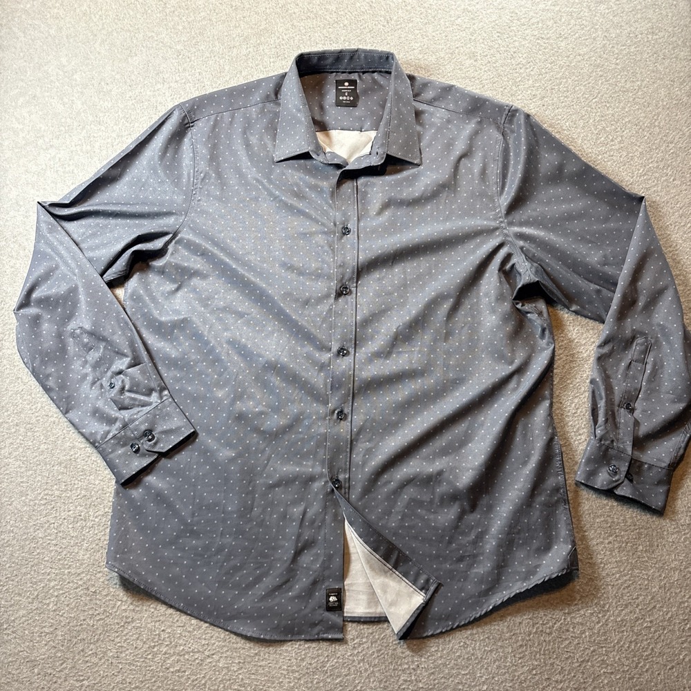 Brooklyn Brigade Men's Sz 17 XL Blue Long Sleeve Button Up Modern Slim Shirt